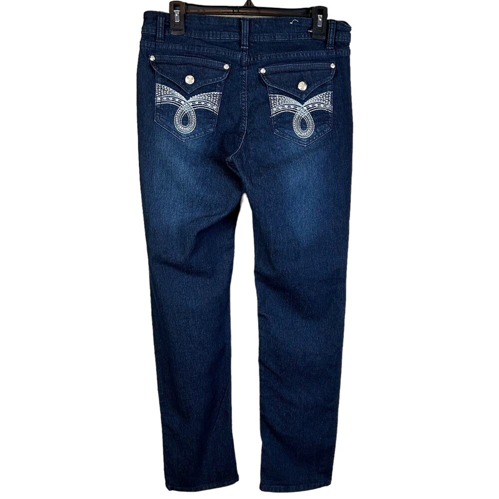 J Brand Jeans Women Size 10 The J Dark Wash Bejeweled Flap Pockets Denim